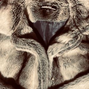 Long female faux-fur coat